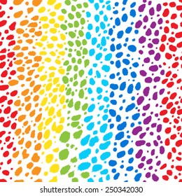 Seamless Vector Bright Rainbow Colors Leopard Pattern. Animal Print. Can Be Used For Fabrics, Wallpapers, Scrap-booking, Ornamental Template For Design And Decoration, Etc