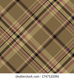 Seamless vector brown black tartan pattern. Plaid background. Classic fashion ornate pattern. Design for fabric, cover, textile, wrapping etc.