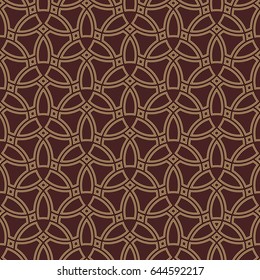 Seamless vector brown and golden ornament. Modern background. Geometric modern pattern