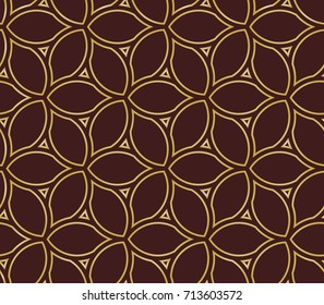 Seamless vector brown and golden ornament. Modern background. Geometric modern pattern