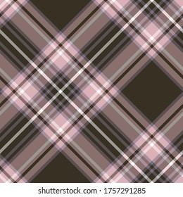 Seamless vector brown pink tartan pattern. Plaid background. Classic fashion wool pattern. For design,  fabric, textile, wrapping, cover etc.