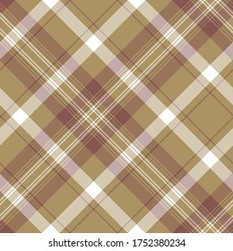 Seamless vector brown stylish tartan pattern. Plaid background. Classic fashion ornate pattern for fabric, textile, wrapping, design.