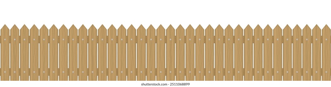 Seamless Vector Brown Wooden Picket Fence