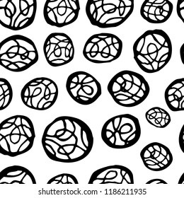 Seamless vector brush stroke pattern. Black and white simple geometric wavy lines abstract background design. Hand drawn vector illustration