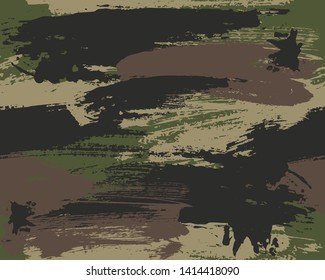 Seamless Vector Brushstroke Camouflage Pattern