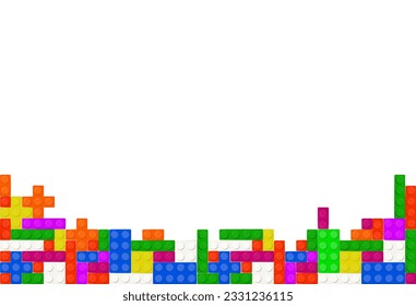 Seamless vector of building brick blocks toy like Lego. Colorful plastic toy bricks for children Brick toy design seamless for kids fashion. Vector