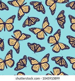 Seamless vector butterflies pattern