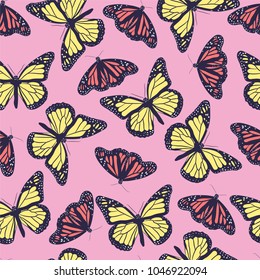 Seamless vector butterflies pattern