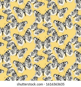 Seamless vector butterflies pattern. Butterfly print. Trendy animal motif wallpaper. Fashionable background for fabric, textile, design, banner, cover, web etc.