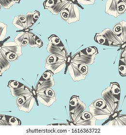 Seamless vector butterflies pattern. Butterfly print. Trendy animal motif wallpaper. Fashionable background for fabric, textile, design, banner, cover, web etc.