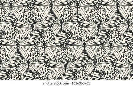 Seamless vector butterflies pattern. Butterfly print. Trendy animal motif wallpaper. Fashionable background for fabric, textile, design, banner, cover, web etc.