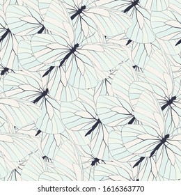 Seamless vector butterflies pattern. Butterfly print. Trendy animal motif wallpaper. Fashionable background for fabric, textile, design, banner, cover, web etc.
