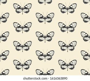 Seamless vector butterflies pattern. Butterfly print. Trendy animal motif wallpaper. Fashionable background for fabric, textile, design, banner, cover, web etc.