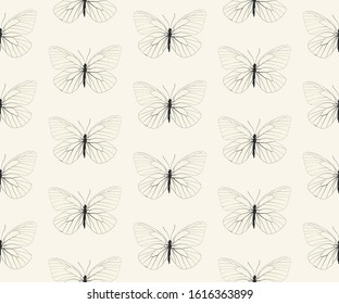 Seamless vector butterflies pattern. Butterfly print. Trendy animal motif wallpaper. Fashionable background for fabric, textile, design, banner, cover, web etc.