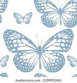 Seamless vector butterflies pattern. Butterfly print. Fashionable background for fabric, textile, design, banner, cover, web etc.