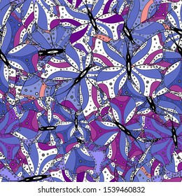Seamless. Vector. Butterflies pattern. Illustration on white, violet and black background. Pattern for fabric, textile, print and invitation.