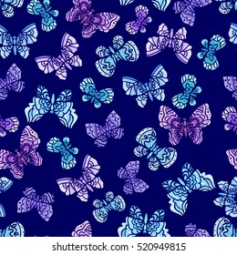 seamless vector butterfly, nature vector illustration, ornamental butterfly background