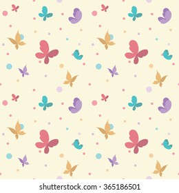 Seamless vector butterfly pattern. Vector illustration. Can be used in web design, printed on fabric/paper, as a background.