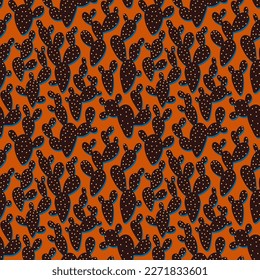 Seamless vector cacti pattern in vintage color. Simple design print for fabric, textile, wallpaper