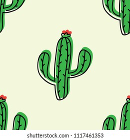 Seamless Vector Cactus Pattern 