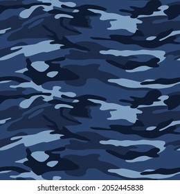 Seamless Vector Cameo Pattern On Blue Background