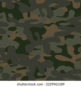 Seamless Vector Camoflage. Military Camo Brush. Army Green Grunge. Dirty Vector Pattern. Fabric Grey Pattern. Repeat Abstract Camouflage. Khaki Camo Print. Seamless Paint. Digital Grey Camouflage.