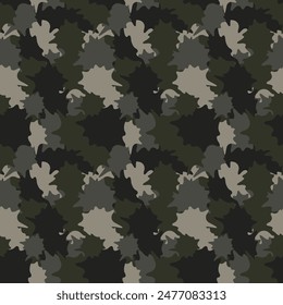 Seamless vector camouflage pattern. Dark gray textile print.