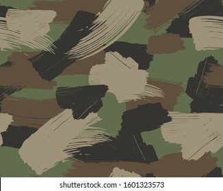 Seamless vector camouflage pattern imitating forest texture and colours 