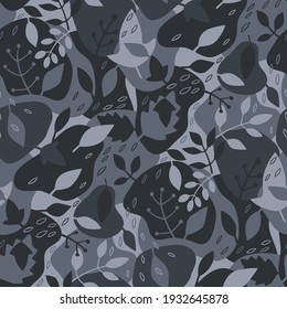 Seamless vector camouflage pattern with leaves