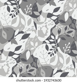 Seamless vector camouflage pattern with leaves
