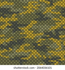 Seamless vector camouflage pattern with mesh. Illustration.