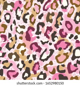 Seamless Vector. Camouflage style abstract textured leopard animal skin background. Repeatable ready template.