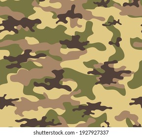 Textura de camuflaje vectorial sin foco, fondo amarillo claro. Patrón de moda para imprimir ropa, telas.