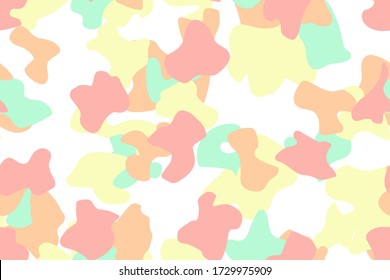 Seamless Vector Camouflage. Trendy Multi Pattern. Abstract Army Paint. Pastel Repeat Pattern. Multi Camo Paint. Camo Dirty Shapes. Vector Military Background. Rainbow Urban Camouflage Seamless Brush.