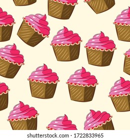 Seamless vector candy muffin pattern