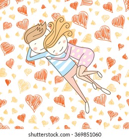 seamless vector card with pattern of heart