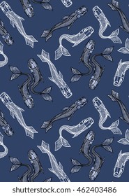 Seamless Vector Carp Fish Pattern