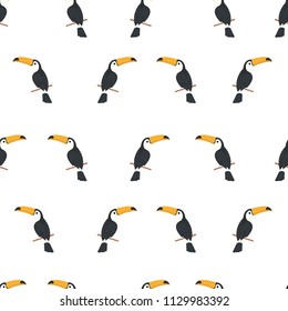 Seamless vector cartoon doodle pattern. Exotic tropical texture for printing, web design, poster template. Collection of funny elements