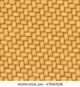 Seamless Vector Cartoon Texture Of Weaving Of Light Straw