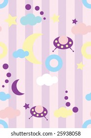 seamless vector cartoon UFO pattern