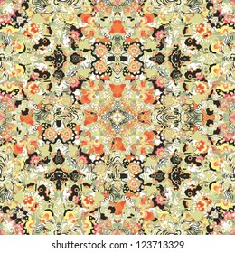 Seamless vector chaotic floral pattern 