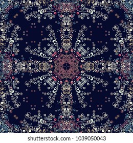 Seamless vector chaotic ornament  on dark background