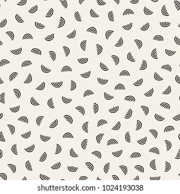 Seamless vector chaotic pattern. Randomly scattered geometric shapes. Abstract retro background