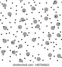 Seamless vector with chaotic polka dots pattern. Graphic stylish classic background for fabric, textile, design, banner.