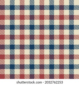 Seamless vector check pattern in three colors. Plaid repeated pattern tile.