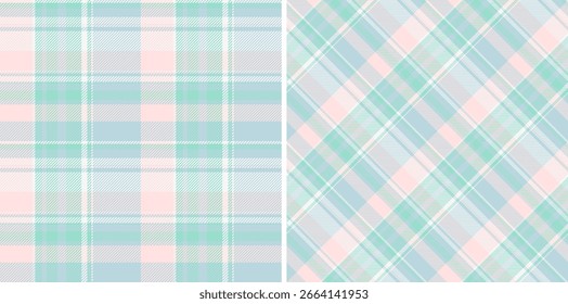 Vector sin costuras de tela de tartán textil con un patrón de fondo de textura a cuadros. Ubicado en colores primaverales de manera de acción de gracias para una celebración acogedora.