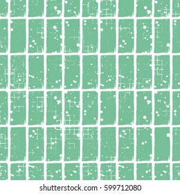 Seamless vector checkered pattern. Creative geometric pastel background with rectangles. Grunge texture with attrition, cracks and ambrosia. Old style vintage design. Graphic illustration.