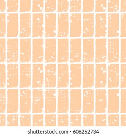 Seamless vector checkered pattern. Creative geometric pastel background with rectangles. Grunge texture with attrition, cracks and ambrosia. Old style vintage design. Graphic illustration.