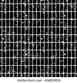 Seamless vector checkered pattern. Creative geometric pastel background with rectangles. Grunge texture with attrition, cracks and ambrosia. Old style vintage design. Graphic illustration.