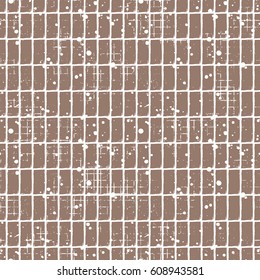 Seamless vector checkered pattern. Creative geometric pastel background with rectangles. Grunge texture with attrition, cracks and ambrosia. Old style vintage design. Graphic illustration.